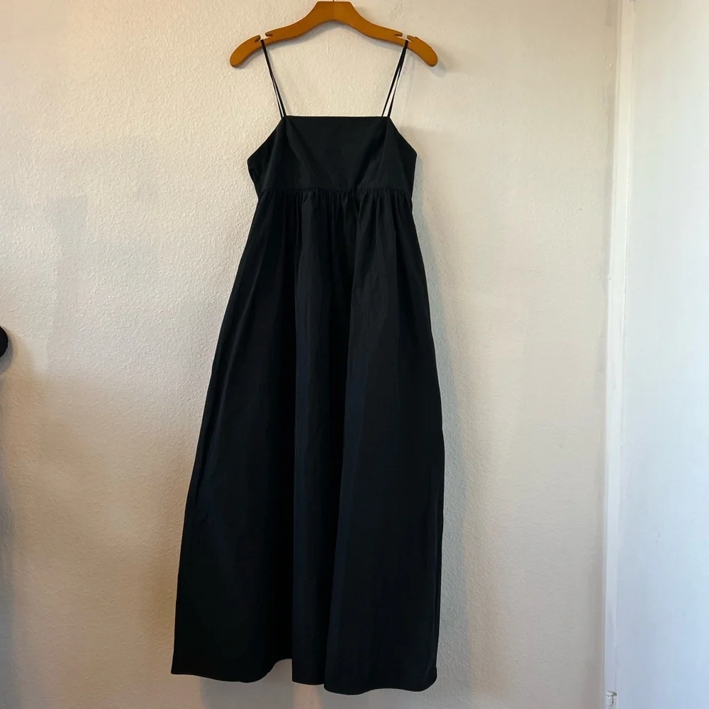Banana Republic Ariella Taffeta Black Midi Dress Size 6 - Picture 5 of 10